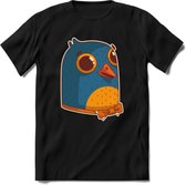 Strik duif T-Shirt Grappig | Dieren vogel Kleding Kado Heren / Dames | Animal Skateboard Cadeau shirt - Zwart - S