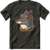 Casual wolf T-Shirt Grappig | Dieren Kleding Kado Heren / Dames | Animal Skateboard Cadeau shirt - Donker Grijs - XL