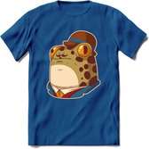 Fancy frog T-Shirt Grappig | Dieren rijke kikker Kleding Kado Heren / Dames | Animal Skateboard Cadeau shirt - Donker Blauw - L