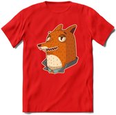 Casual vos T-Shirt Grappig | Dieren fox Kleding Kado Heren / Dames | Animal Skateboard Cadeau shirt - Rood - XXL