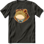 casual kikker T-Shirt Grappig | Dieren reptiel Kleding Kado Heren / Dames | Animal Skateboard Cadeau shirt - Donker Grijs - XXL