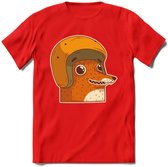 Safety fox T-Shirt Grappig | Dieren vos Kleding Kado Heren / Dames | Animal Skateboard Cadeau shirt - Rood - XXL