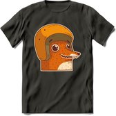 Safety fox T-Shirt Grappig | Dieren vos Kleding Kado Heren / Dames | Animal Skateboard Cadeau shirt - Donker Grijs - 3XL