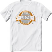 Premium Since 1976 T-Shirt | Goud - Zilver | Grappig Verjaardag Kleding Cadeau Shirt | Dames - Heren - Unisex Tshirt | - Wit - L