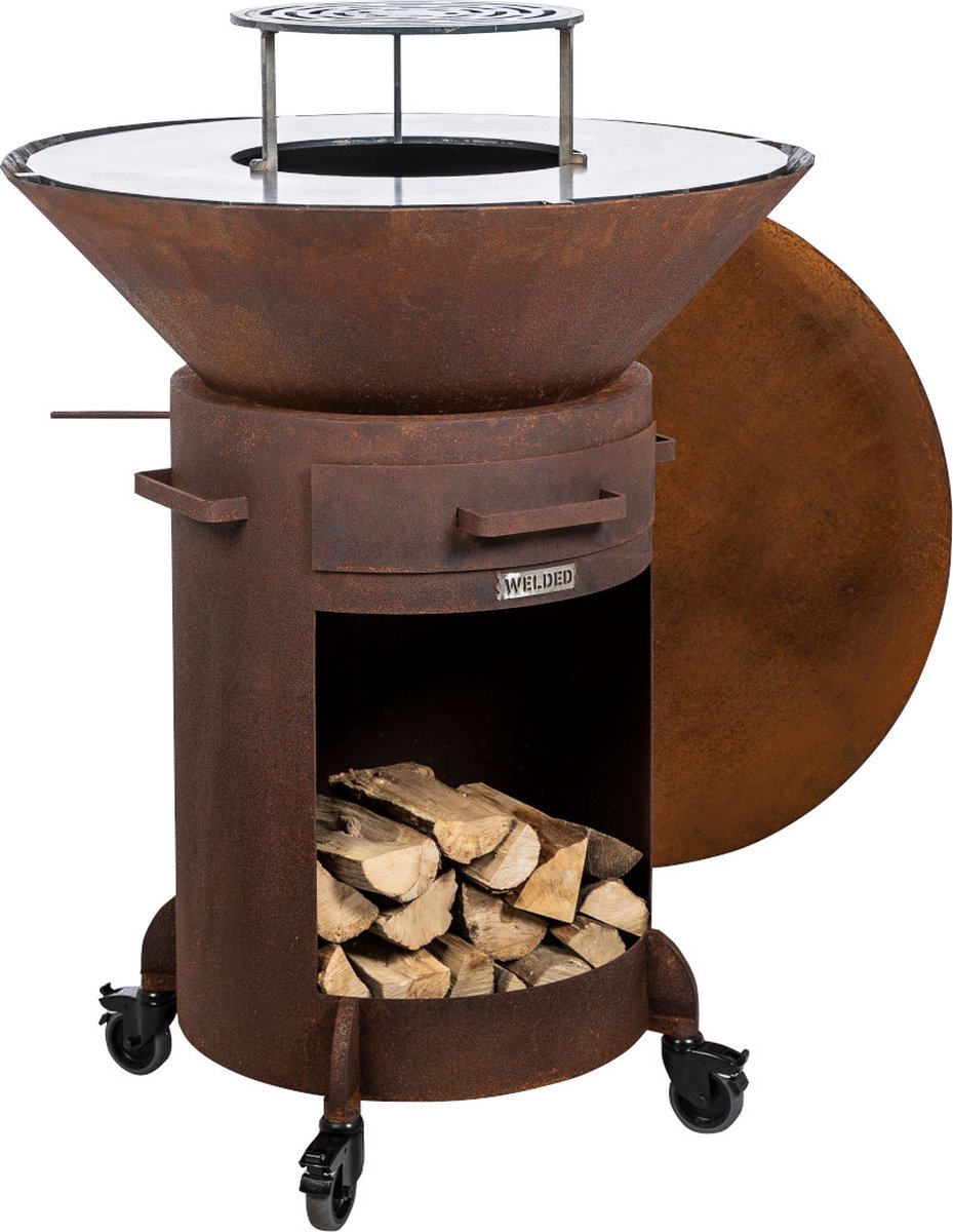 WELDED BARREL 800 Barbecue Vuurschaal - BBQ cortenstaal - houtgestookt -  cortenstaal -... | bol.com