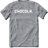 Chocola - Snack T-Shirt | Grappig Verjaardag Kleding Cadeau | Eten En Snoep Shirt | Dames - Heren - Unisex Tshirt | - Donker Grijs - Gemaleerd - L
