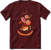 Sushi T-Shirt Grappig | Japans eten Kleding Kado Heren / Dames | Cadeau shirt - Burgundy - XXL