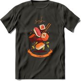 Sushi T-Shirt Grappig | Japans eten Kleding Kado Heren / Dames | Cadeau shirt - Donker Grijs - S