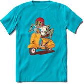 Casual scooter kikker T-Shirt Grappig | Dieren reptiel Kleding Kado Heren / Dames | Animal Skateboard Cadeau shirt - Blauw - L