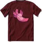 Schattig Axolotl T-Shirt Grappig | Dieren amfibieën Kleding Kado Heren / Dames | Animal Cadeau shirt - Burgundy - S