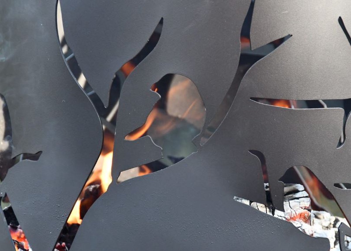 Esschert Design Fire Basket Birds on Twig Black