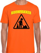 Bouwvakker met werkzaamheden icoon verkleed t-shirt oranje voor heren - Bouwvakkers carnaval / feest shirt kleding / kostuum L