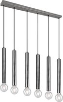 LED Hanglamp - Hangverlichting - Nitron Claro - E27 Fitting - 6-lichts - Rond - Mat Nikkel - Aluminium