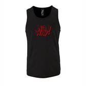 Zwarte Tanktop sportshirt met "OMG!' (O my God)" Print Rood Size S