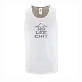 Witte TankTop met " Ho Lee Chit " print Zilver size XXL