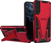 Samsung Galaxy S22+ Hoesje - Mobigear - Armor Stand Serie - Hard Kunststof Backcover - Rood - Hoesje Geschikt Voor Samsung Galaxy S22+