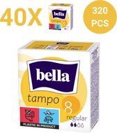 Bella Tampo Normaal (8 stuks Per Pak), pak van 40, Tampons, zonder applicator, veilig touwtje, waarde pakket Voordeelverpakking - 320 stucks
