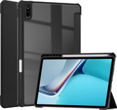Case2go - Tablet Hoes geschikt voor Huawei Matepad 11 (2021) - Transparante Case - Tri-fold Back Cover - Zwart