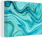 Canvas Schilderij Turquoise olie - 120x90 cm - Wanddecoratie