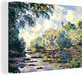 Canvas Schilderij Gedeelte van de Seine, nabij Giverny - Schilderij van Claude Monet - 120x90 cm - Wanddecoratie
