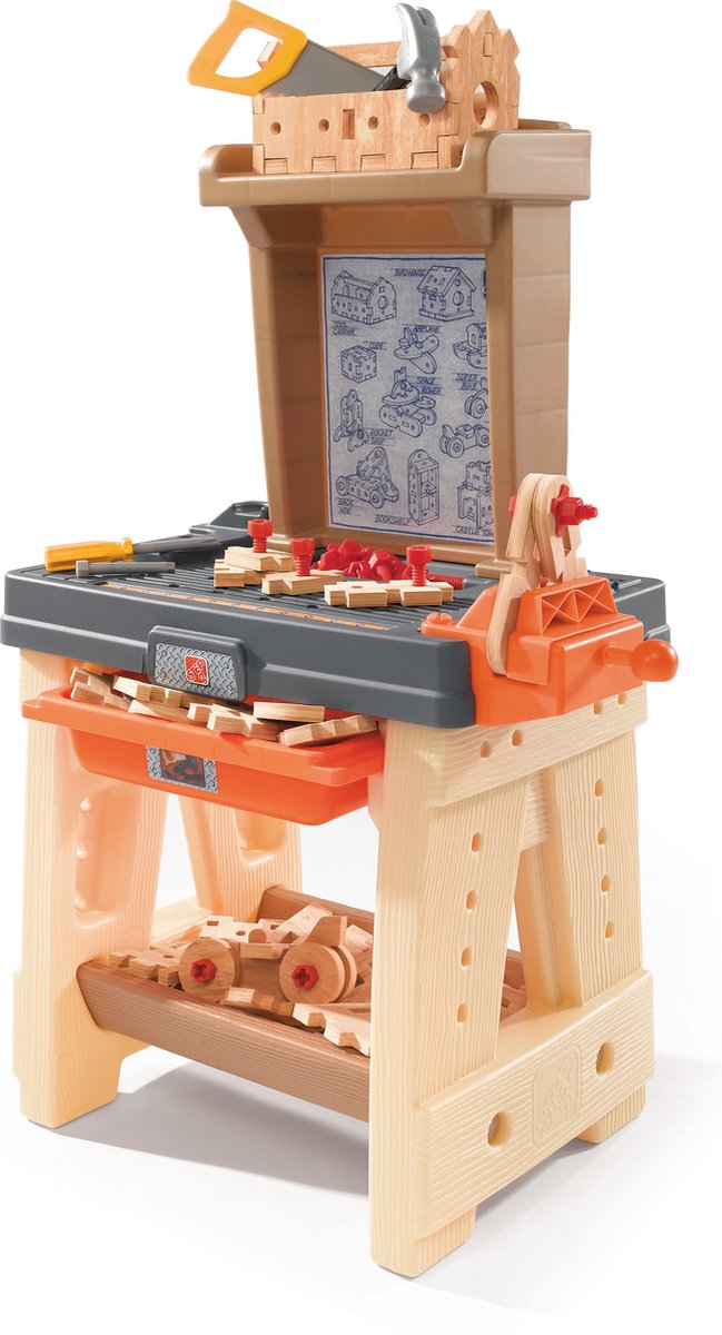 Step2 Real Projects Speelgoedwerkbank - Werkbank voor kinderen incl. 65-delige accessoire-set - Kunststof speelgoed