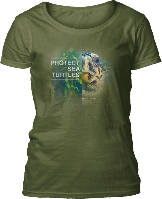 Ladies T-shirt Protect Turtle Green XXL