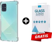 Crystal Backcase Transparant Shockproof Hoesje Samsung Galaxy A71 - Gratis Screen Protector - Telefoonhoesje - Smartphonehoesje