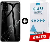 Backcover Marmerlook Hoesje Samsung Galaxy A51 Zwart - Gratis Screen Protector - Telefoonhoesje - Smartphonehoesje