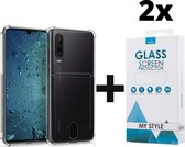 Crystal Backcase Shockproof Met Pasjeshouder Hoesje Huawei P30 Transparant - 2x Gratis Screen Protector - Telefoonhoesje - Smartphonehoesje