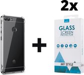 Crystal Backcase Transparant Shockproof Hoesje Huawei P Smart - 2x Gratis Screen Protector - Telefoonhoesje - Smartphonehoesje