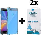 Crystal Backcase Transparant Shockproof Hoesje Huawei P10 Lite Transparant - 2x Gratis Screen Protector - Telefoonhoesje - Smartphonehoesje