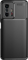 Xiaomi Mi 11T / 11T Pro Hoesje Siliconen Carbon TPU Back Cover Zwart