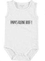 Baby Rompertje met tekst 'Papa's kleine boefje' | mouwloos l | wit zwart | maat 50/56 | cadeau | Kraamcadeau | Kraamkado