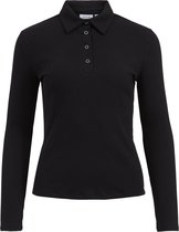 Vila T-shirt Vilolia Polo-neck L/s Rib Top 14072988 Black Dames Maat - XS