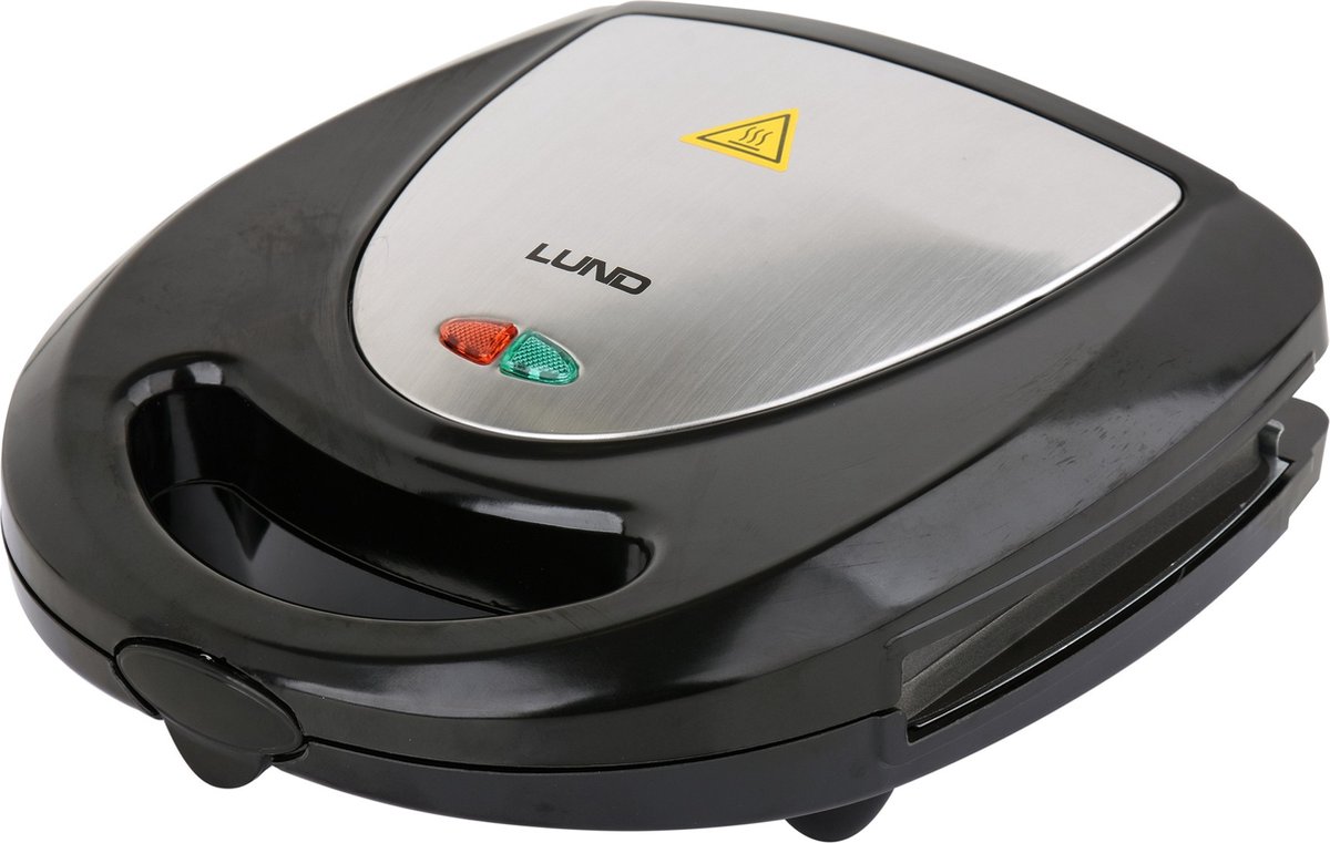 LUND professional 3 in 1 contactgrill wafelijzer en tosti ijzer - Tosti apparaat - Grillplaten - Wafelplaten - Klassiek model - 760W - Zwart / zilver