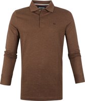 Giordano - Long Sleeve Polo Luke Signature Bruin - Modern-fit - Heren Poloshirt Maat XXL