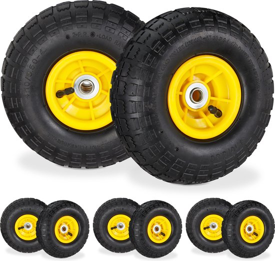 Relaxdays 2 Roues Pour Diable 4.1/3.5-4 Avec Air - Rechange Charge Lourde 136kg