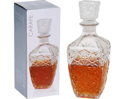 HomePlaceEU Whiskey en wijnkaraf - 900 ml - Glas - Klassiek geslepen Karaf - ideaal geschenk