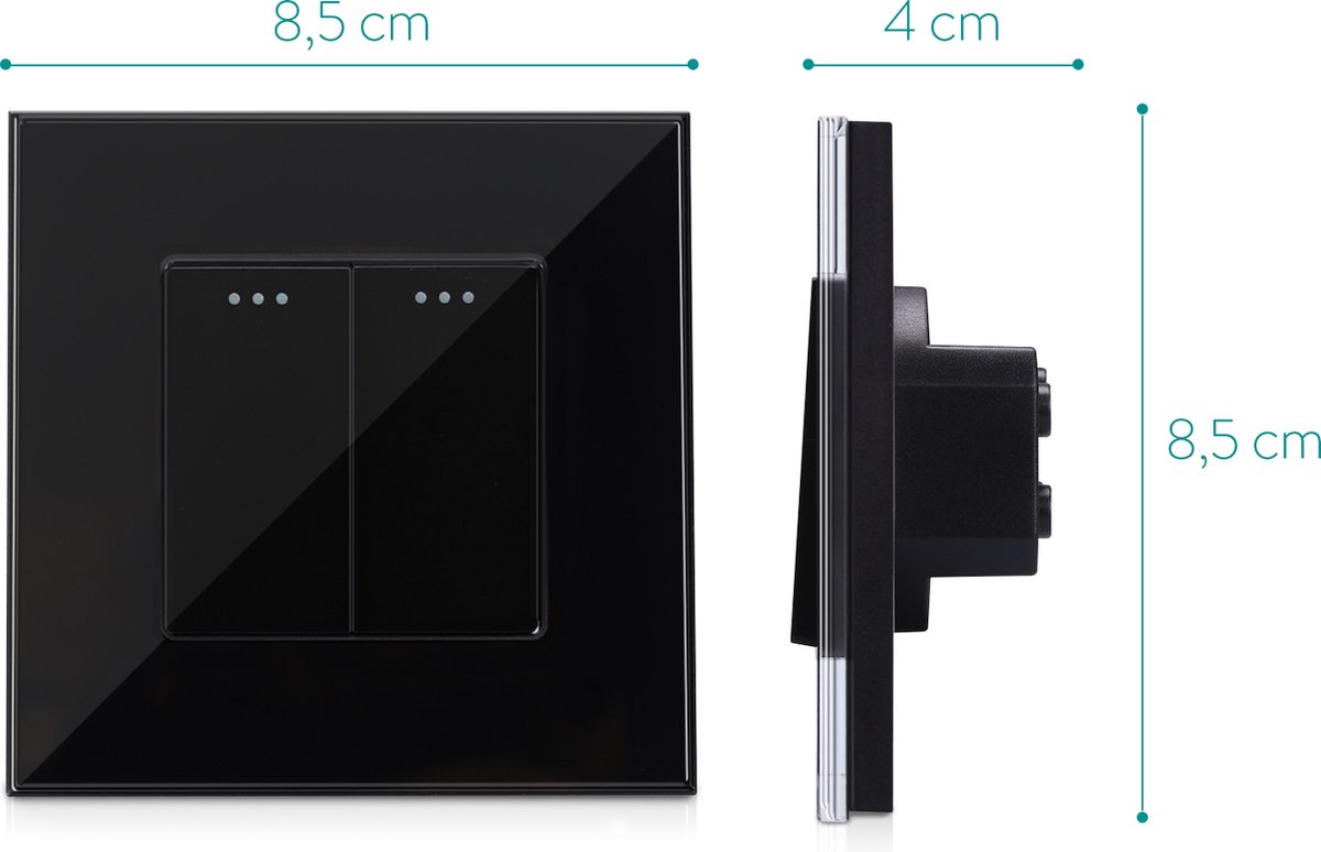 CNBINGO 2-Pakket Enkel Aanraakschakelaar Wit, Lichtschakelaar Gehard Glazen Paneel met LED Display, Neutrale Geleider is niet Nodig, 1-voudig 1-polige schakelaar, AC 240 V, 500 W/Voudig