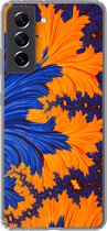 Geschikt voor Samsung Galaxy S21 FE hoesje - Bladeren - Kunst - Psychedelisch - Siliconen Telefoonhoesje