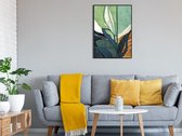 Geprint doek  OVIRI - 50 x 70 cm - Spanraam van grenen en lijst van zwarte hars