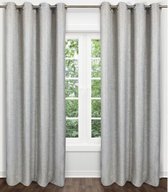 Set 2 gordijnen met ringen EICHI - 100% polyester - 140 x 240 cm - 8 metalen ringen - Lichtgrijs