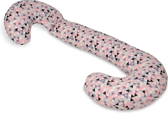 Voedingskussen - Body pillow - 240 cm - 100% katoen - roze driehoekjes