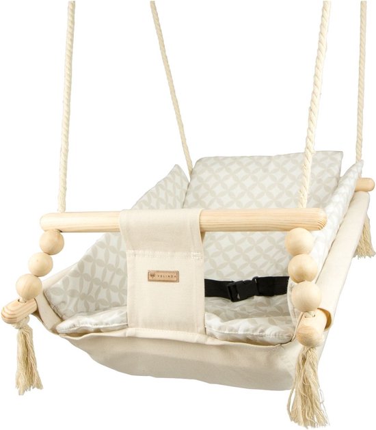 Babyschommel - voor binnen - crème met diamant - tot 20 kg van Rena. — afbeelding 2