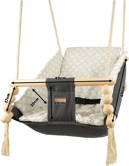 Babyschommel - voor binnen - crème met diamant - tot 20 kg van Rena. — afbeelding 5