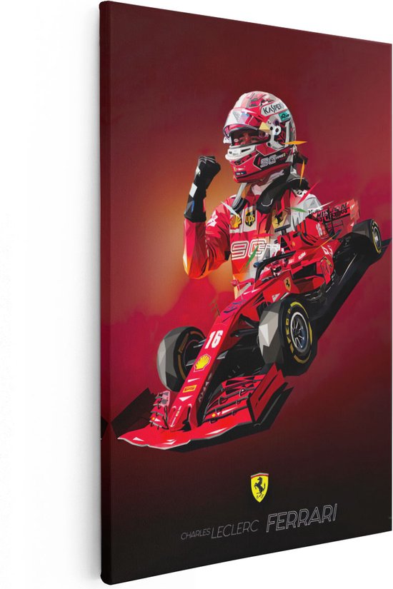 Artaza - Peinture sur Canevas - Charles Lecrerc à Ferrari F1 - 20x30 - Petit - Photo sur Toile - Impression sur Toile