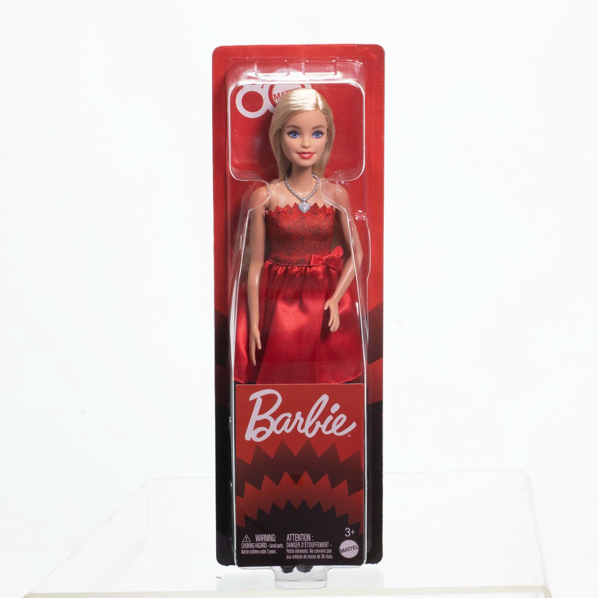 Barbie Mattel 80-Jubileum Modepop – Robijnrode Jurk & Zilveren Accenten — afbeelding 12