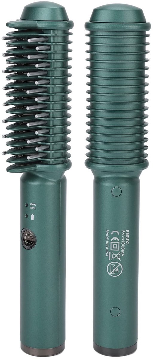 Jhubersproducts - Krultang zonder kabel - Draadloze krultang - Oplaadbaar met USB - Groen - Stijltang - Geschikt voor dames - Model met krulborstel