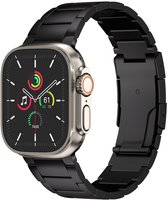 Mat Titanium bandje - Geschikt voor Apple Watch 1, 2, 3, 4, 5, 6, 7, 8, 9, 10, 11, SE, Ultra (2 / 3) - 44/45/46/49 mm - Zwart