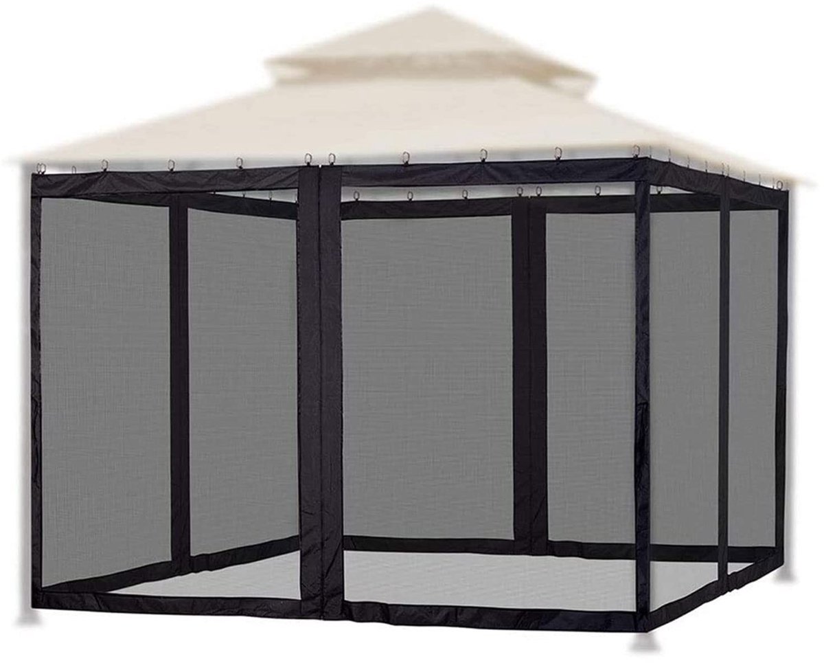 Elzusha - Vervangend Tuinhuisje - Muggengaas met Rits - Privacygordijn voor Terras - Zwart - Tuin en Achtertuin - Waterdicht en Duurzaam - 300 x 30...